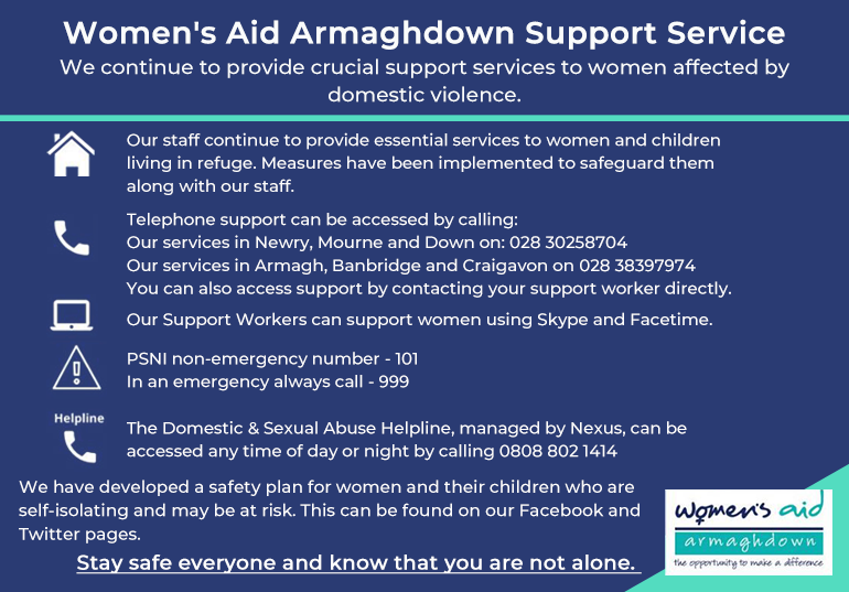 Women&#8217;s Aid Armaghdown Support Service. Get crucial support at any time.